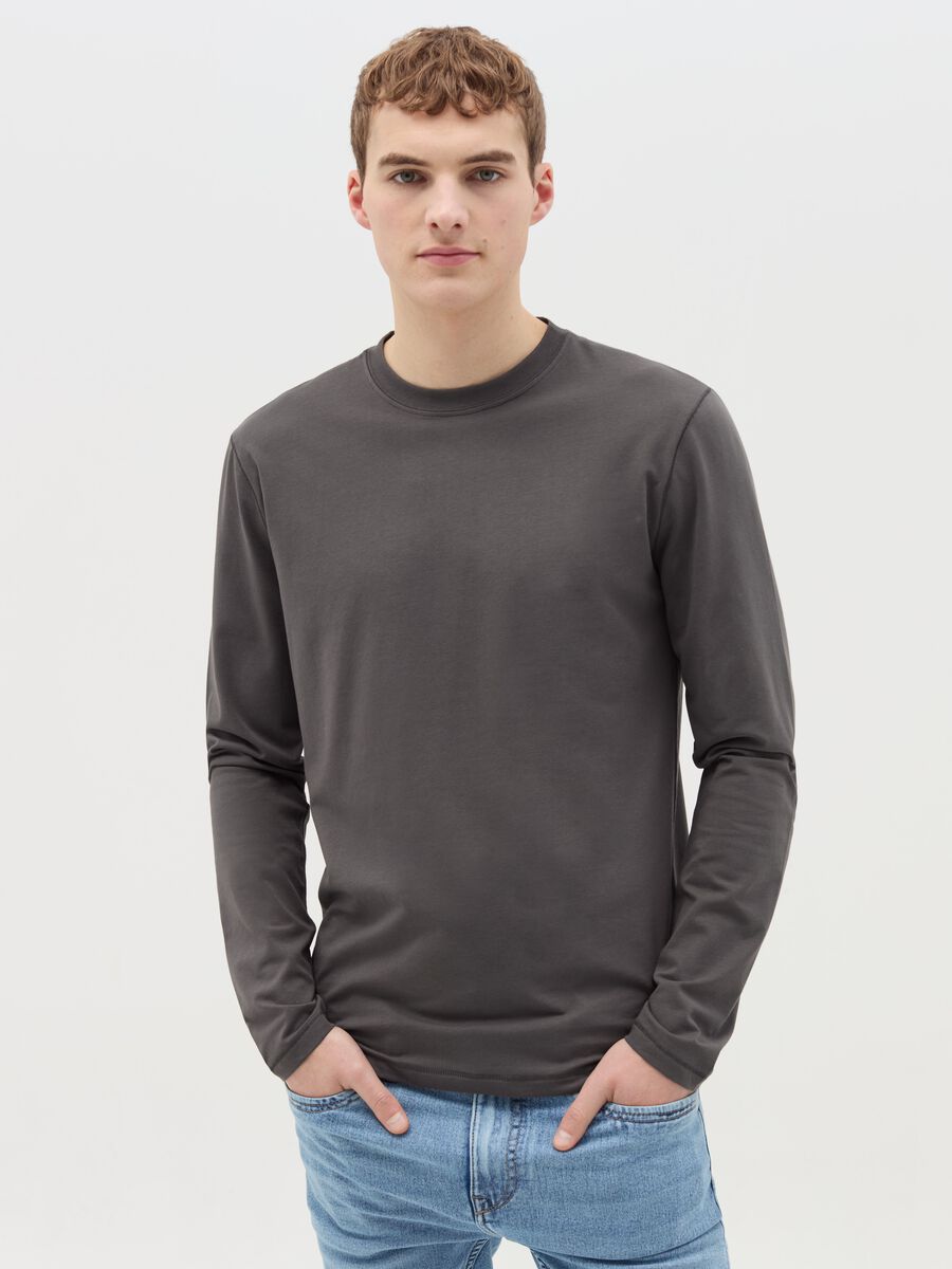 Long-sleeved T-shirt in stretch cotton_0