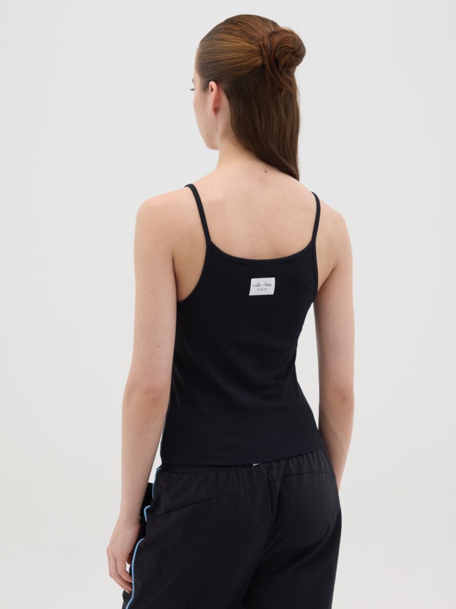 Women's black pure cotton regular fit vest_3