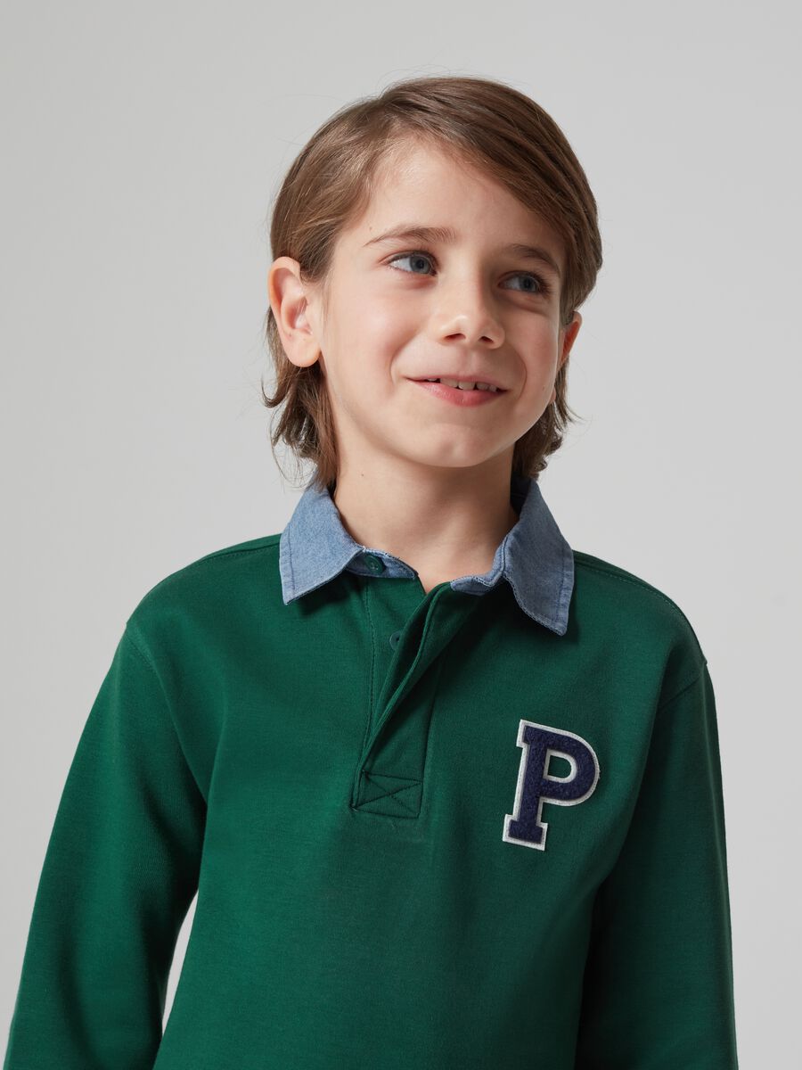 Polo a maniche lunghe con patch boucle_1