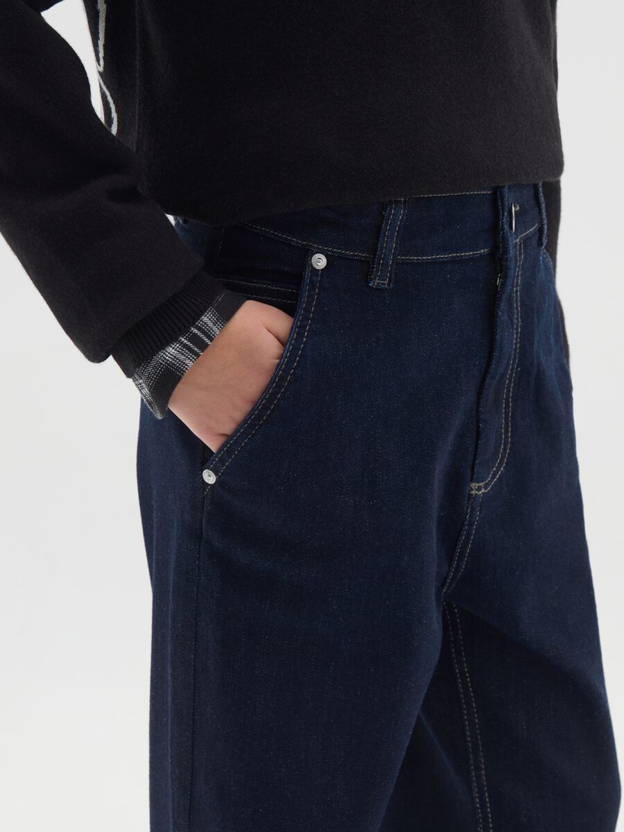 Jeans da ragazzo in denim elasticizzato blu relaxed fit_2
