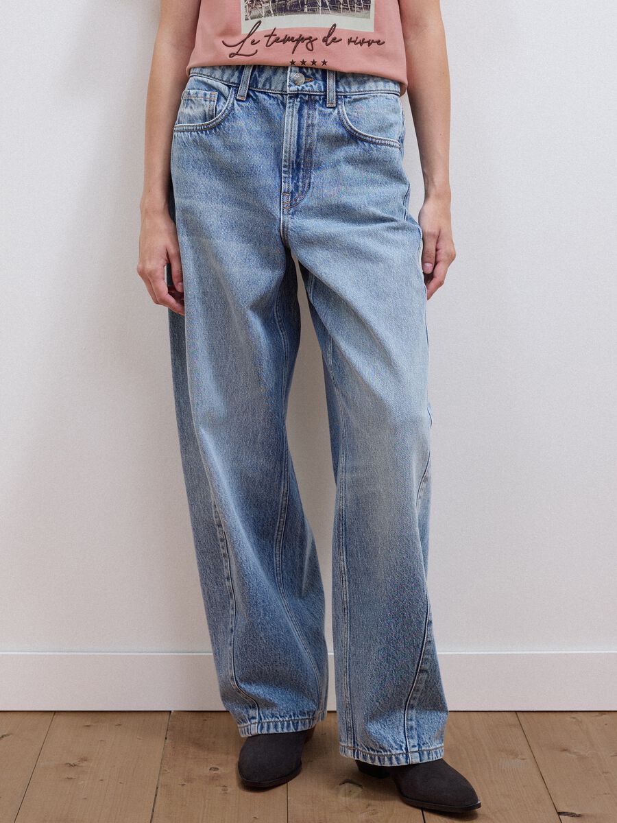 Light Blue Balloon-Fit Jeans in Pure Cotton_1