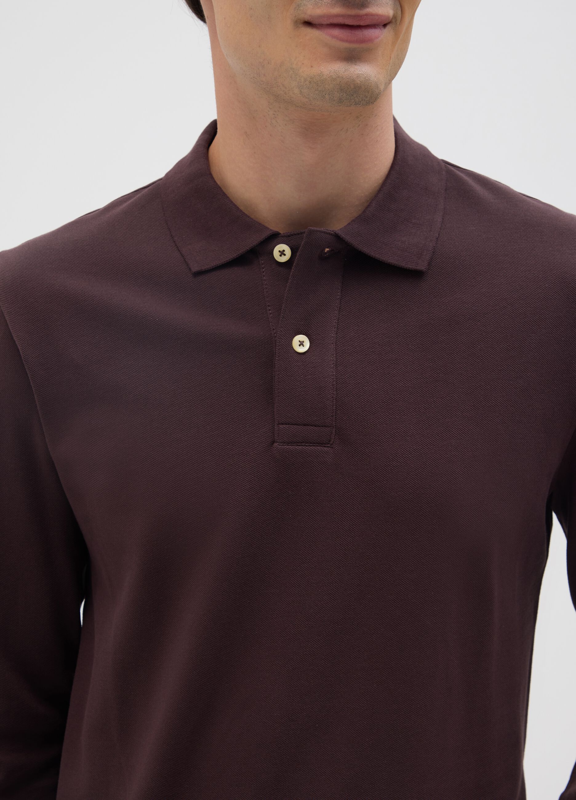 Polo in puro cotone marrone regular fit