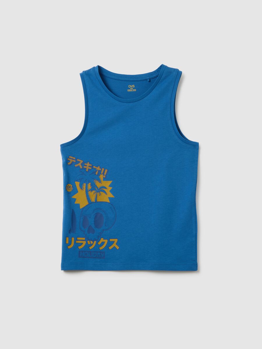 Boy's regular fit blue cotton tank top_3