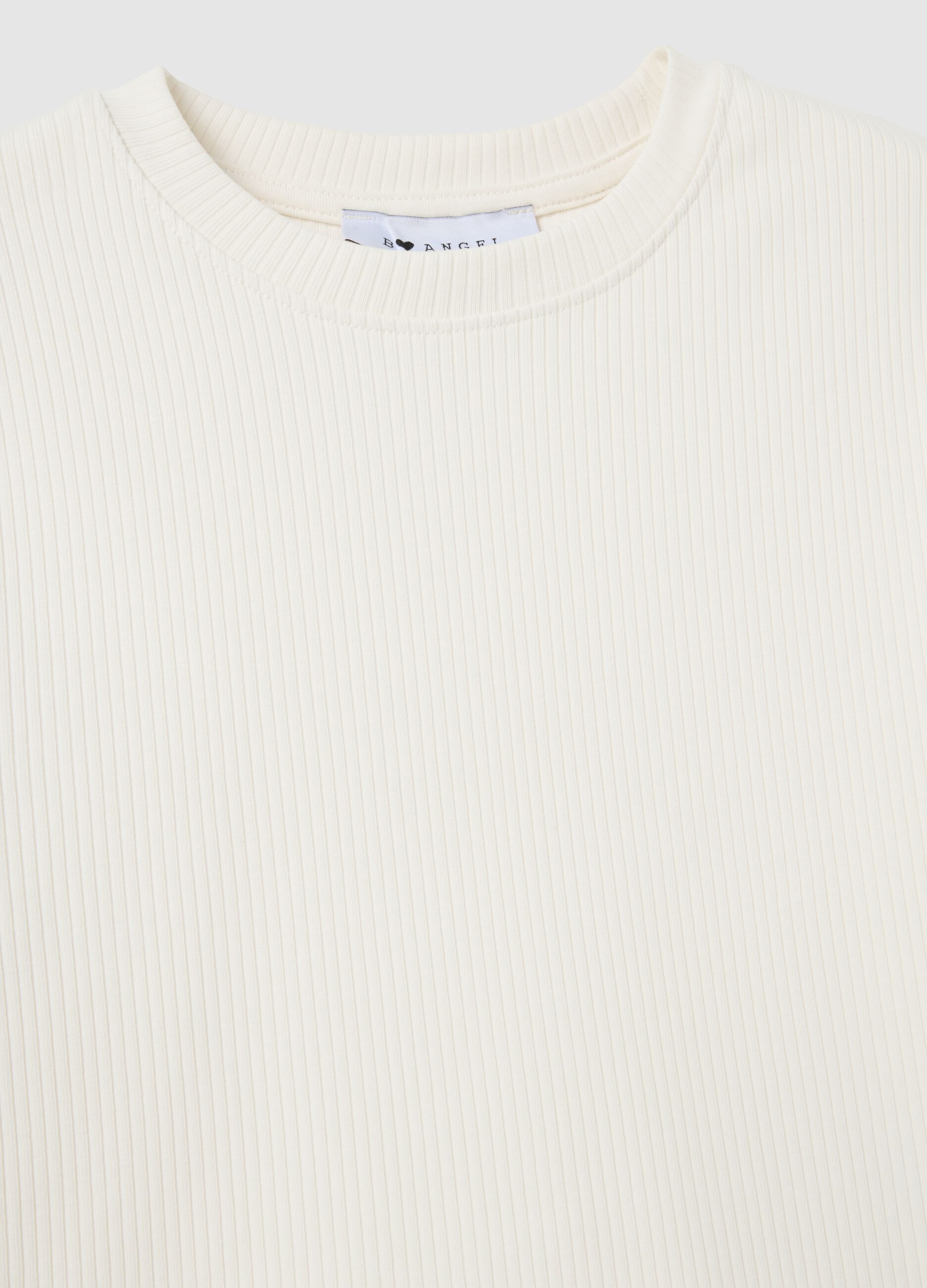 T-shirt da donna in cotone elasticizzato bianca fitted
