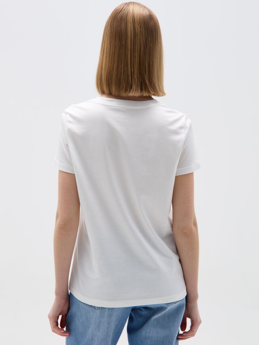 Women’s white regular-fit T-shirt in 100% cotton with round neck_1