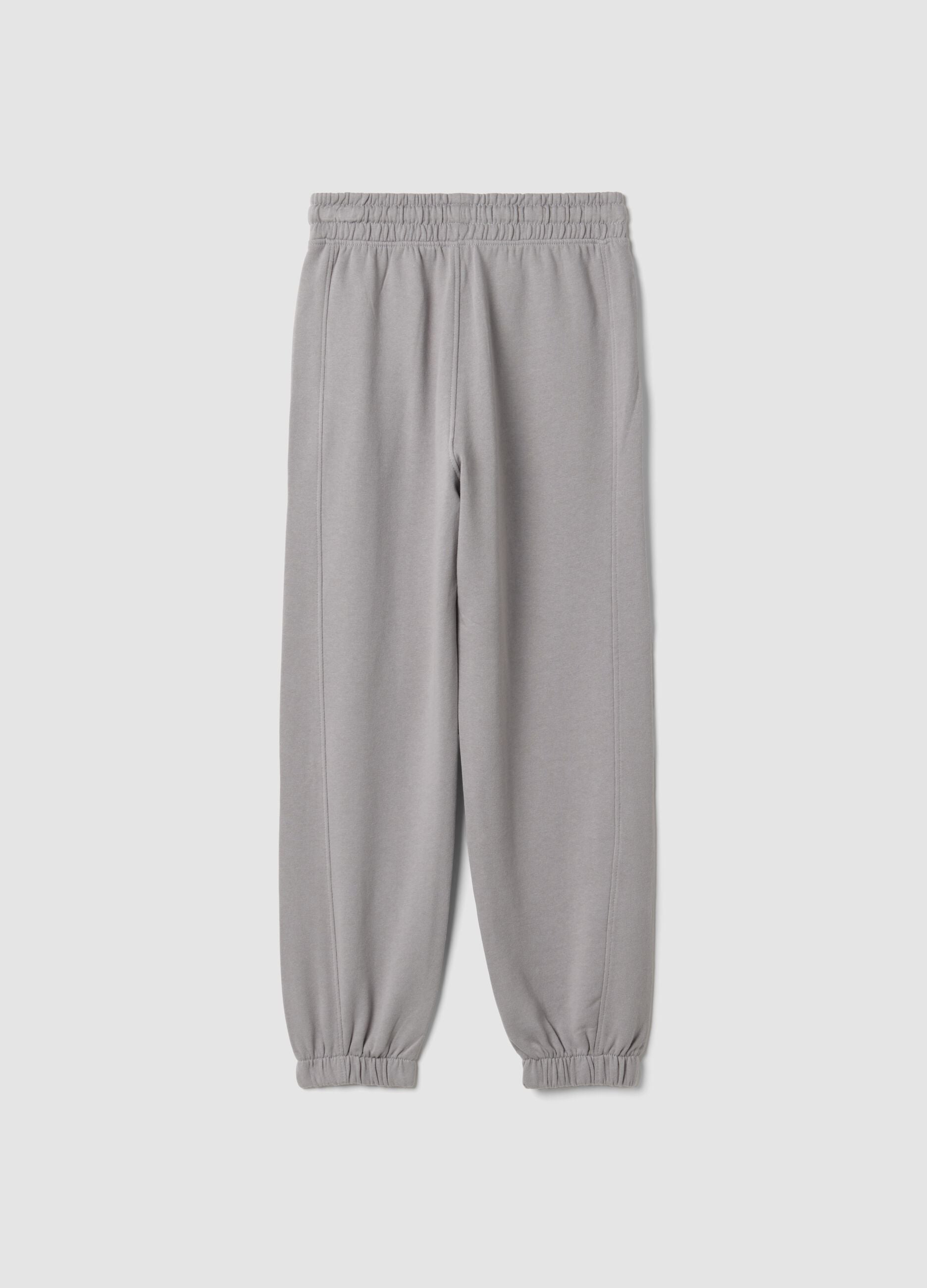 Pantaloni jogger grigi in puro cotone relaxed fit