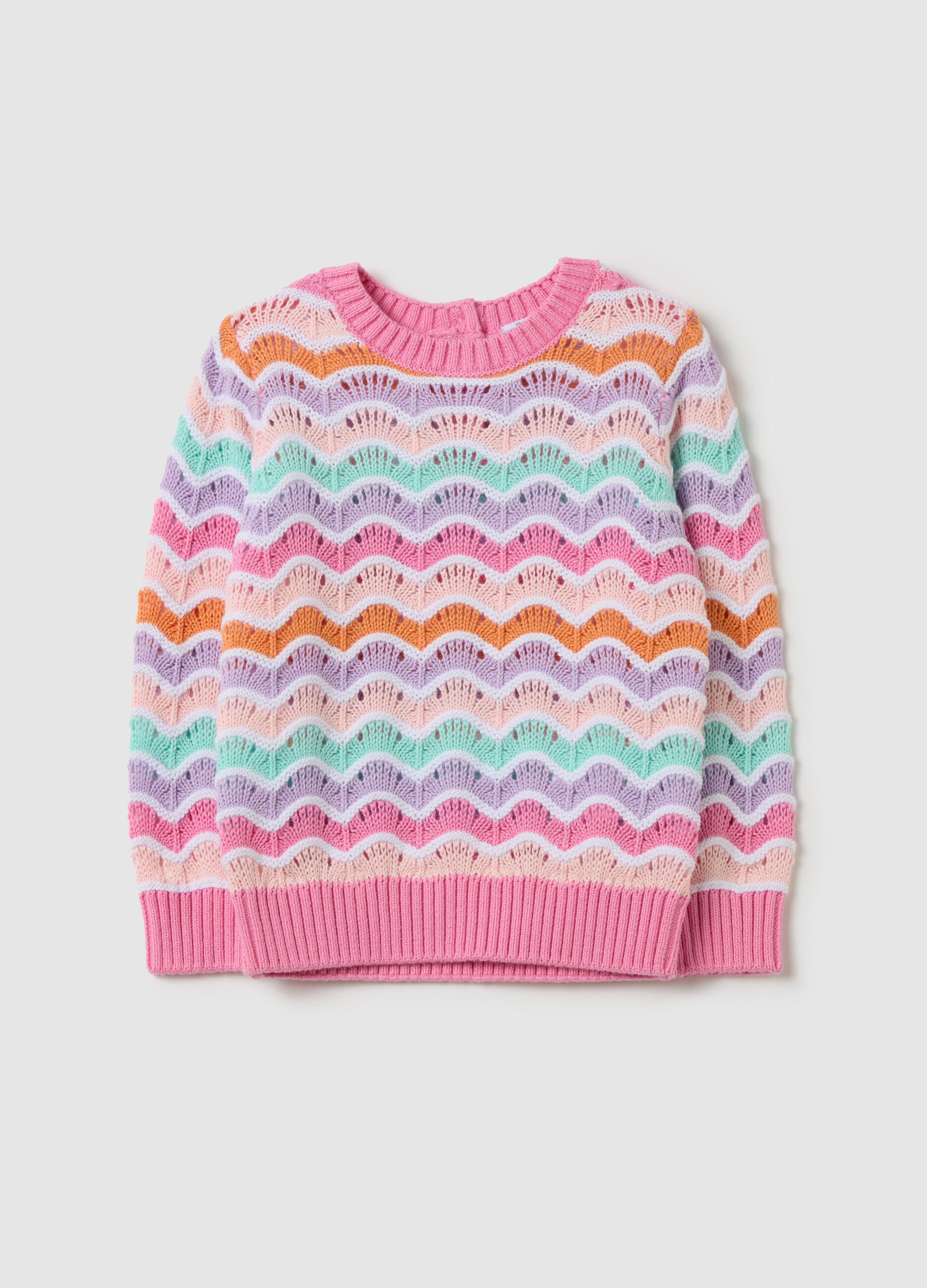 Cotton pullover with openwork design