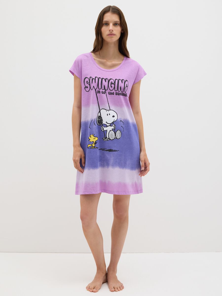 Camicia da notte da donna in puro cotone multicolor con stampa_0