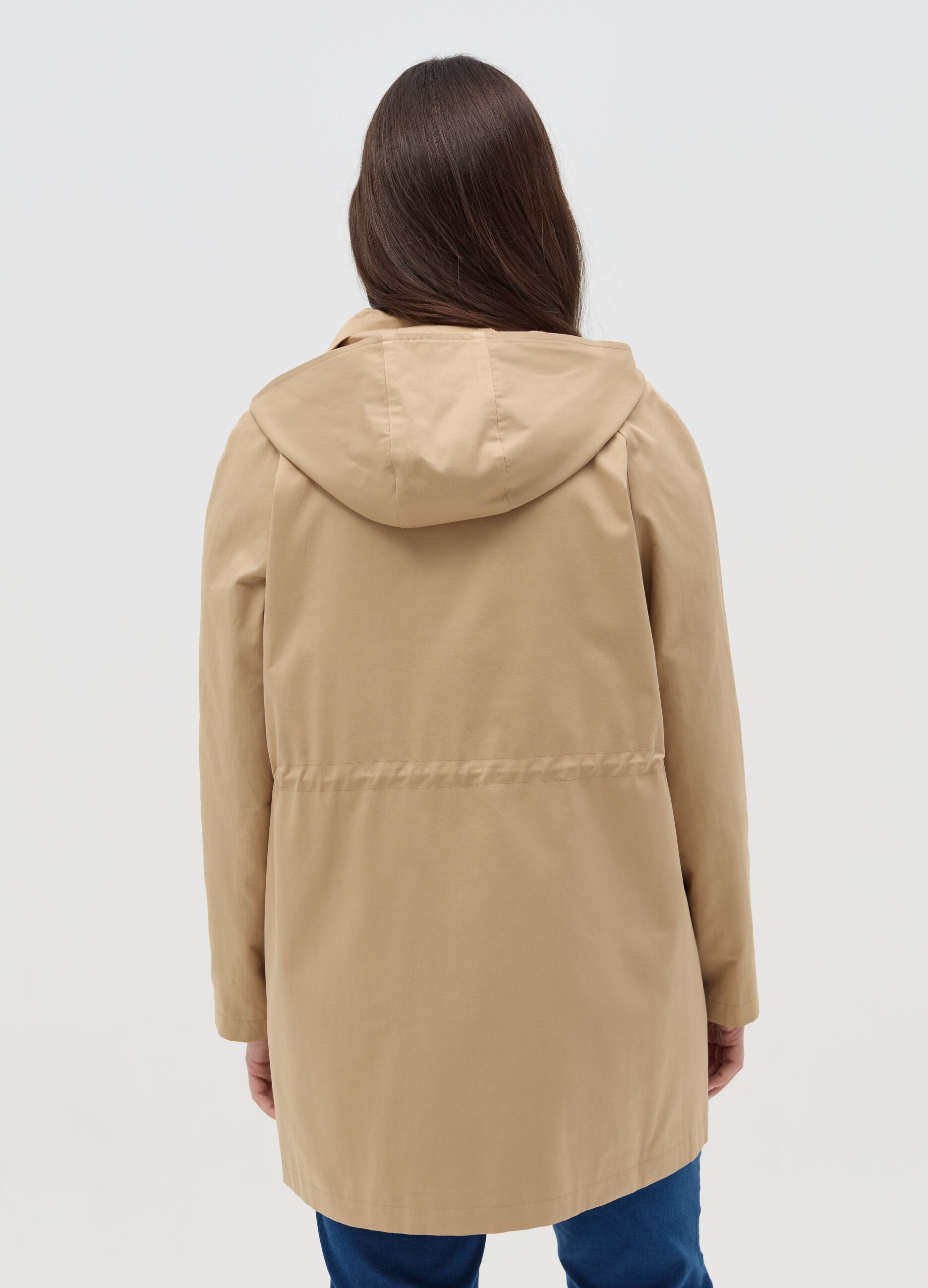 Curvy parka with internal drawstring