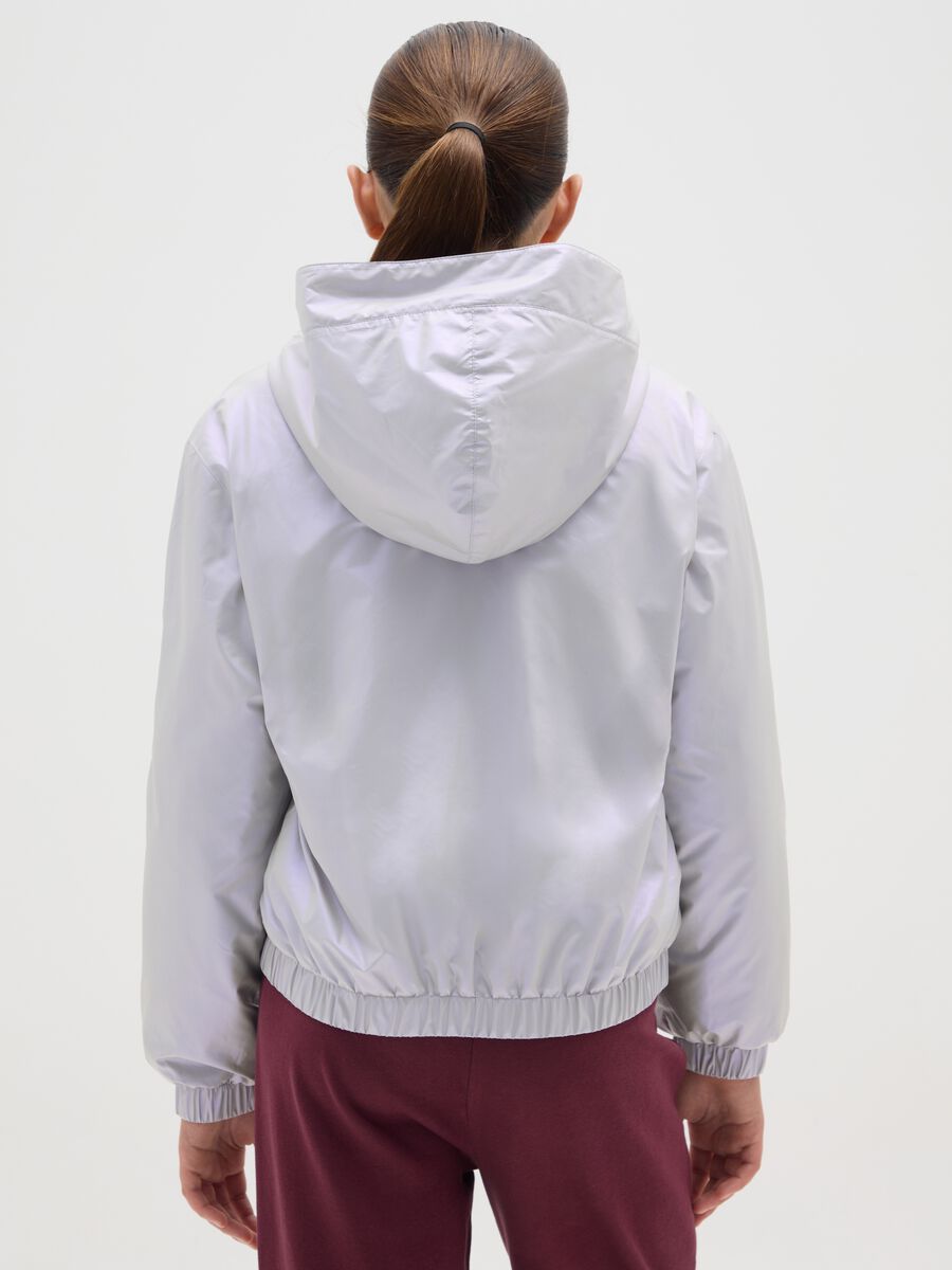 Regular fit grey girl's jacket with hood_1