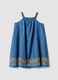 Blue pure lyocell dress with straps and hem embroidery_0