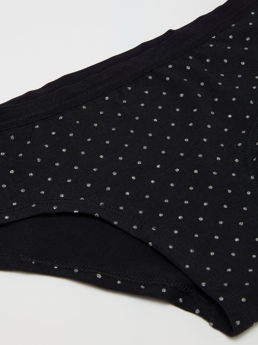 Organic cotton French knickers with glitter polka dot print_2