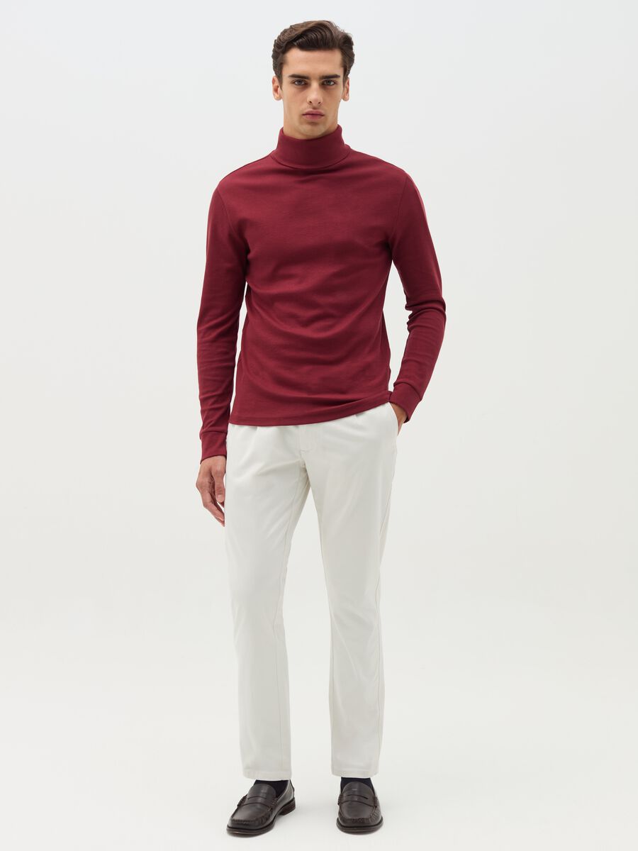 Interlock cotton T-shirt with high neck_1