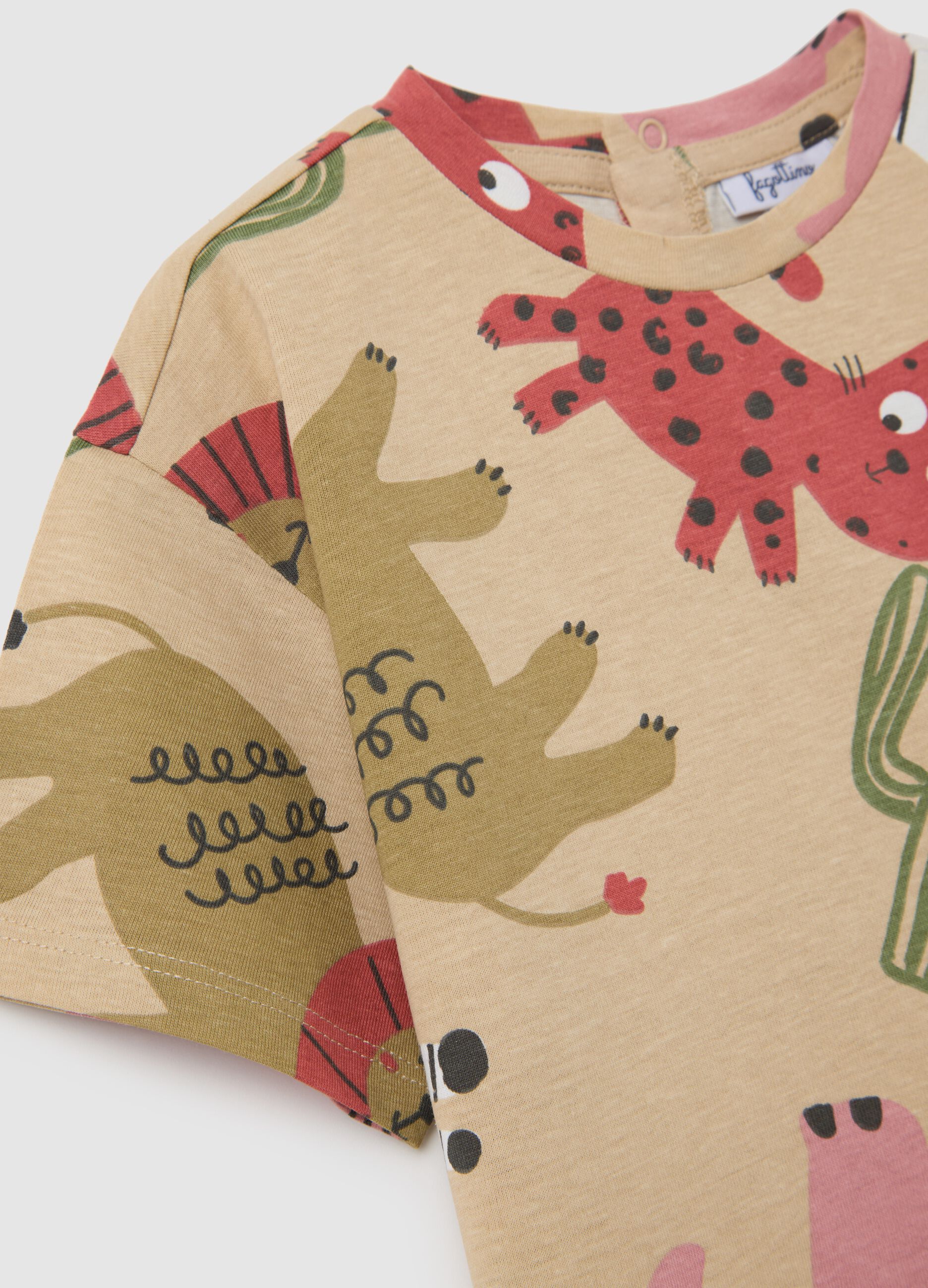 T-shirt da bambino in puro cotone multicolor regular fit con fantasia