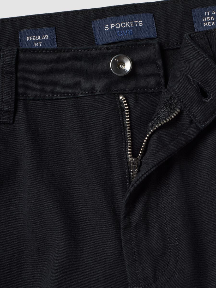 Black pure cotton five-pocket trousers_2