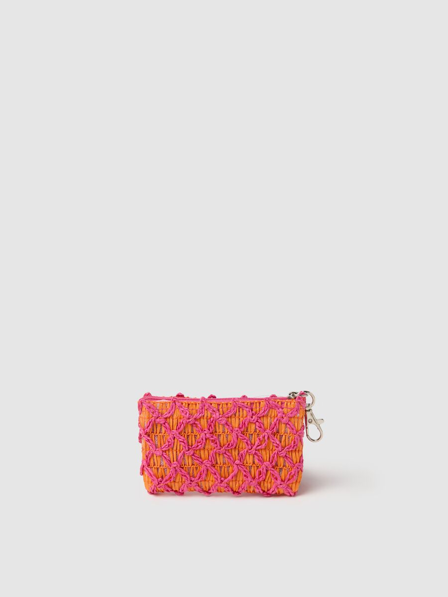 Mini pouch in raffia fucsia e arancione _1