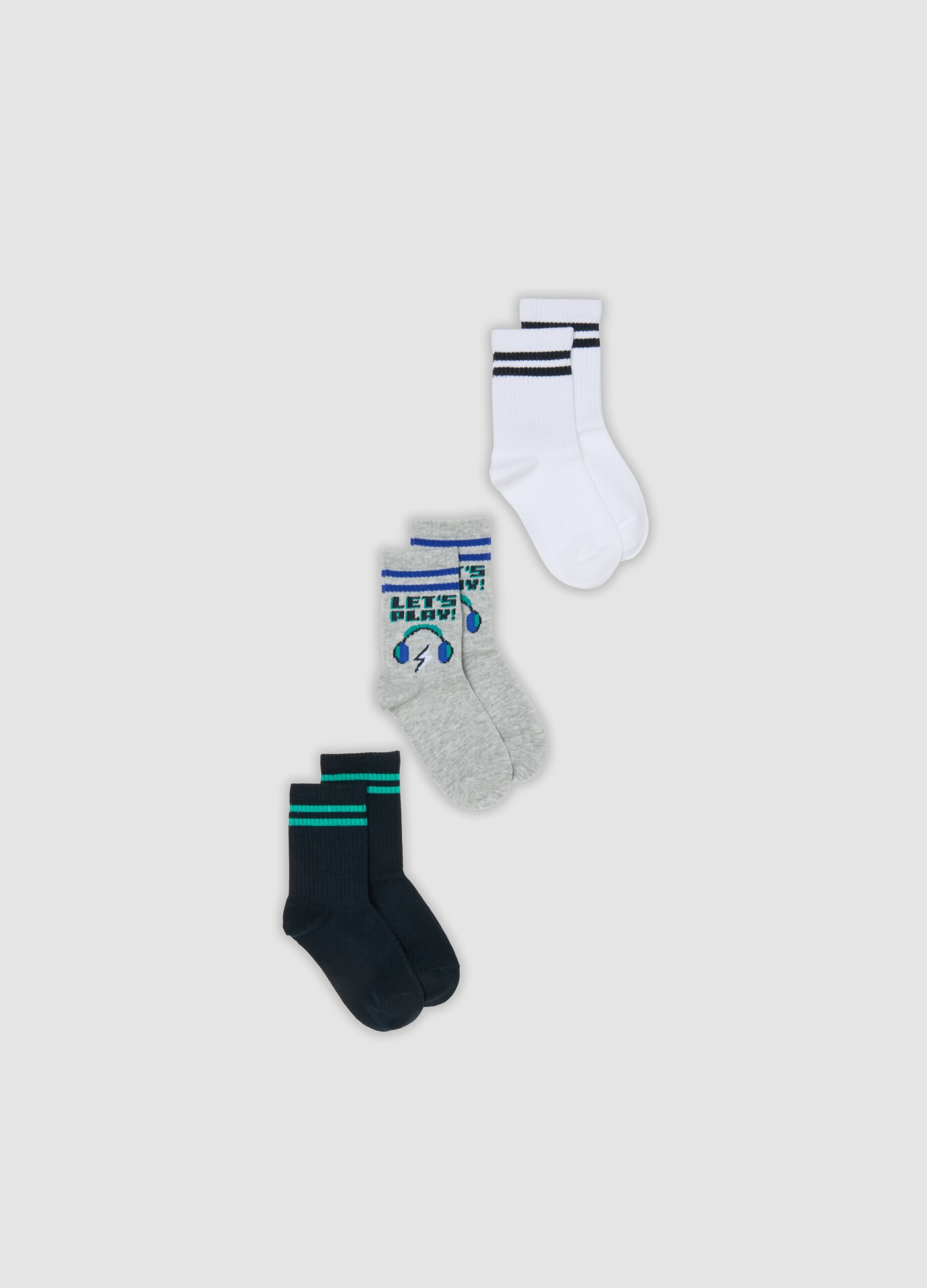 3-pack of multicolour short socks in stretch organic cotton for boys