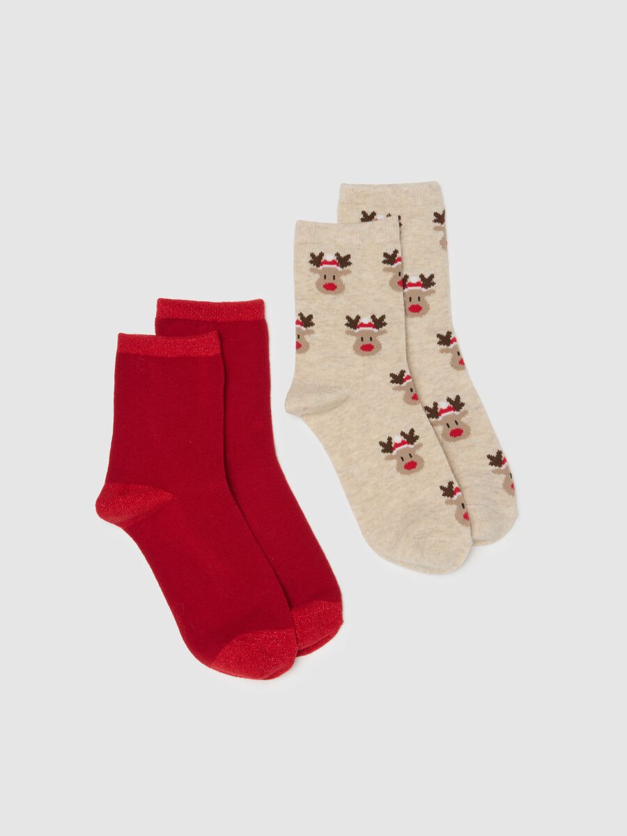 Multicolour short Christmas socks bi-pack in cotton blend_0
