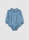 Denim bodysuit shirt with embroidery_0