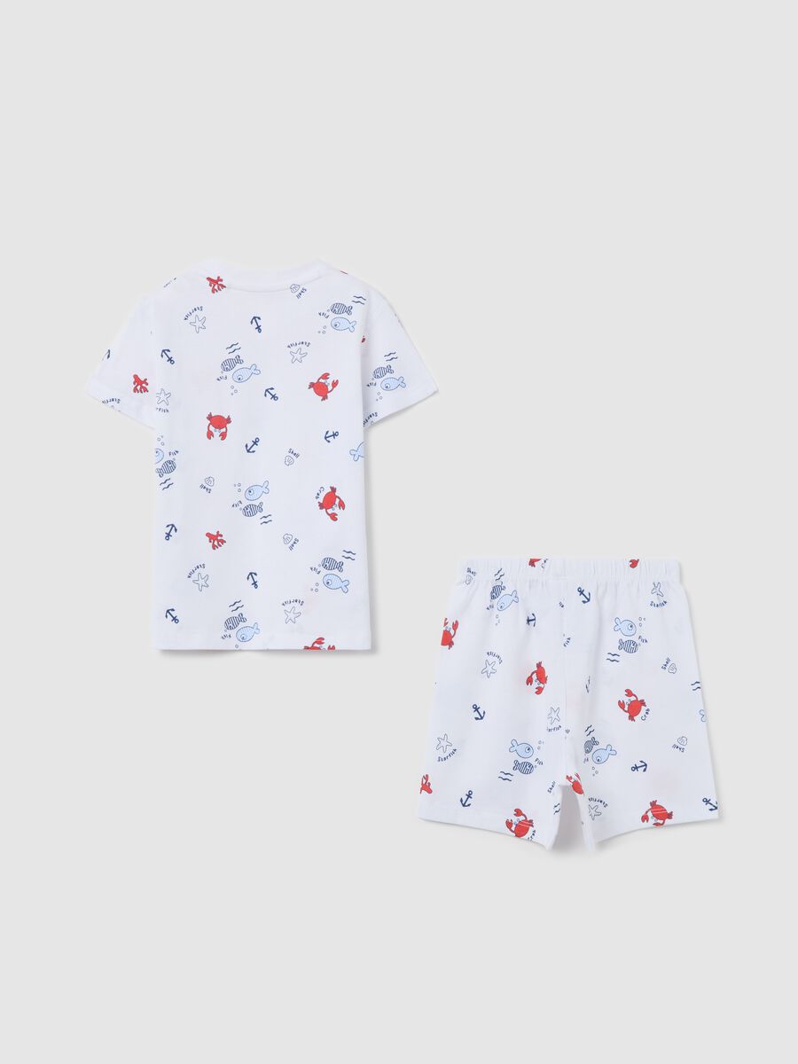 White pyjamas with sea pattern in cotton_1