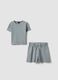 Grey stretch cotton set with T-shirt and shorts_0