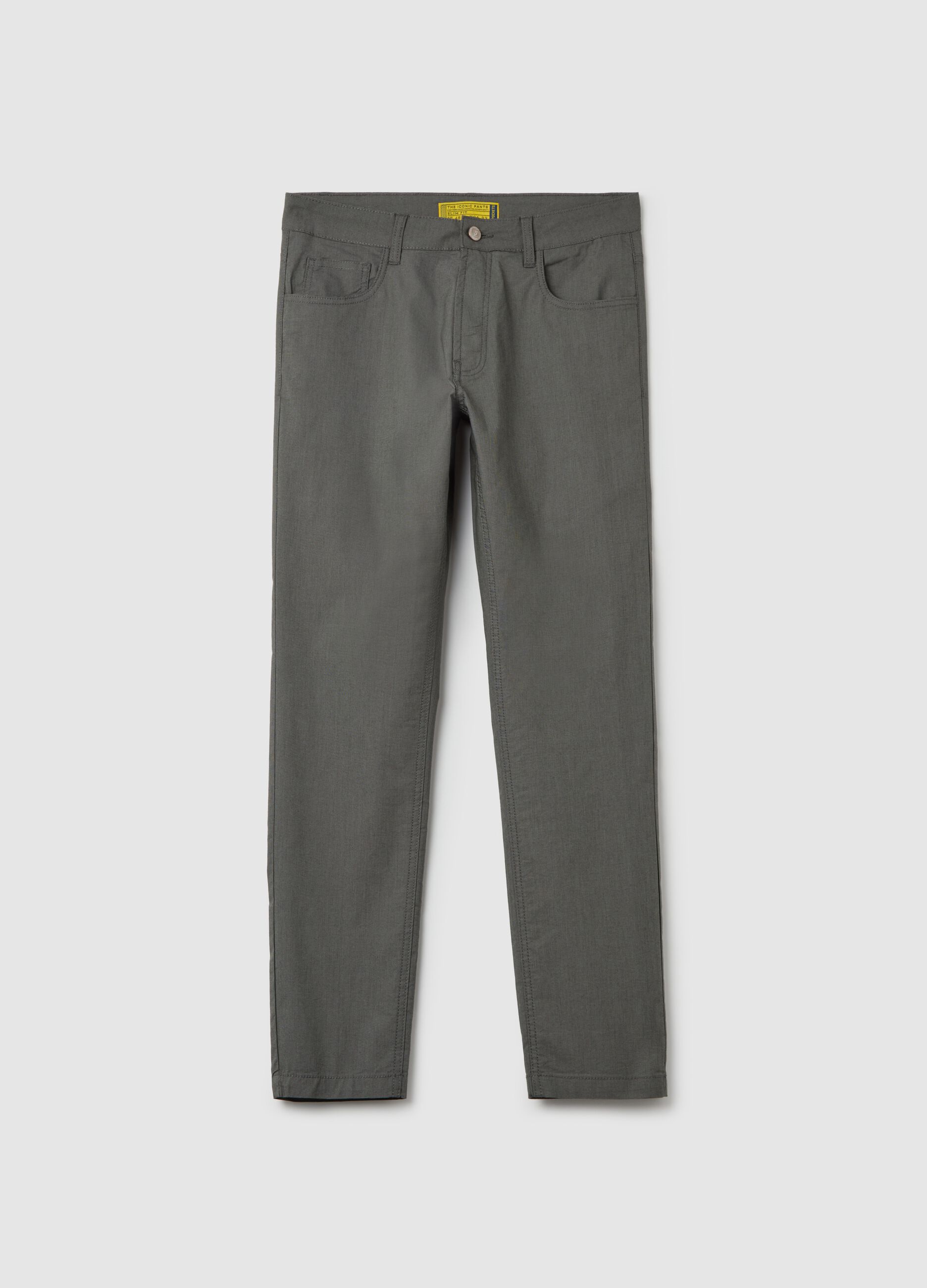 Stretch slim-fit trousers with five pockets