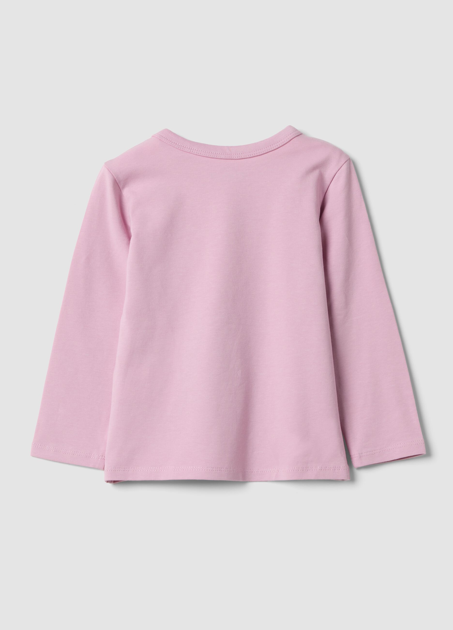 Pink long-sleeved organic cotton T-shirt