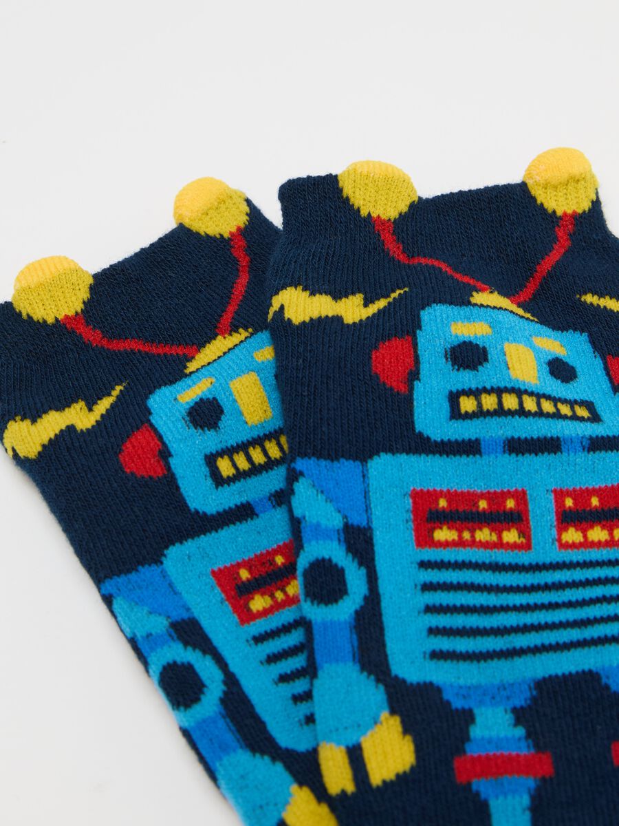 Two-pair pack slipper socks with robot design_3