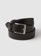 Black genuine leather belt with sturdy buckle_2