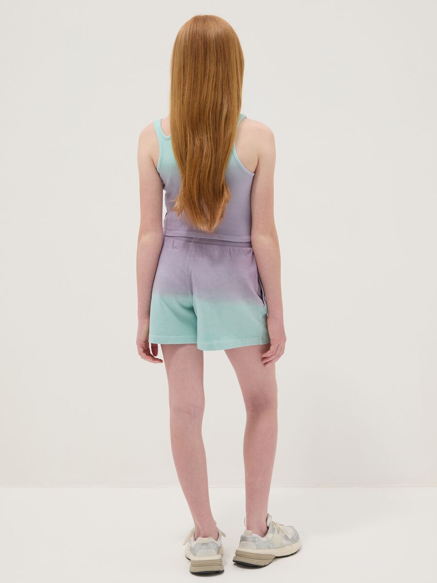 Purple pure-cotton gradient shorts for girls, relaxed fit_1