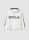 White cotton-blend hooded sweatshirt with Brooklyn print for boys_0