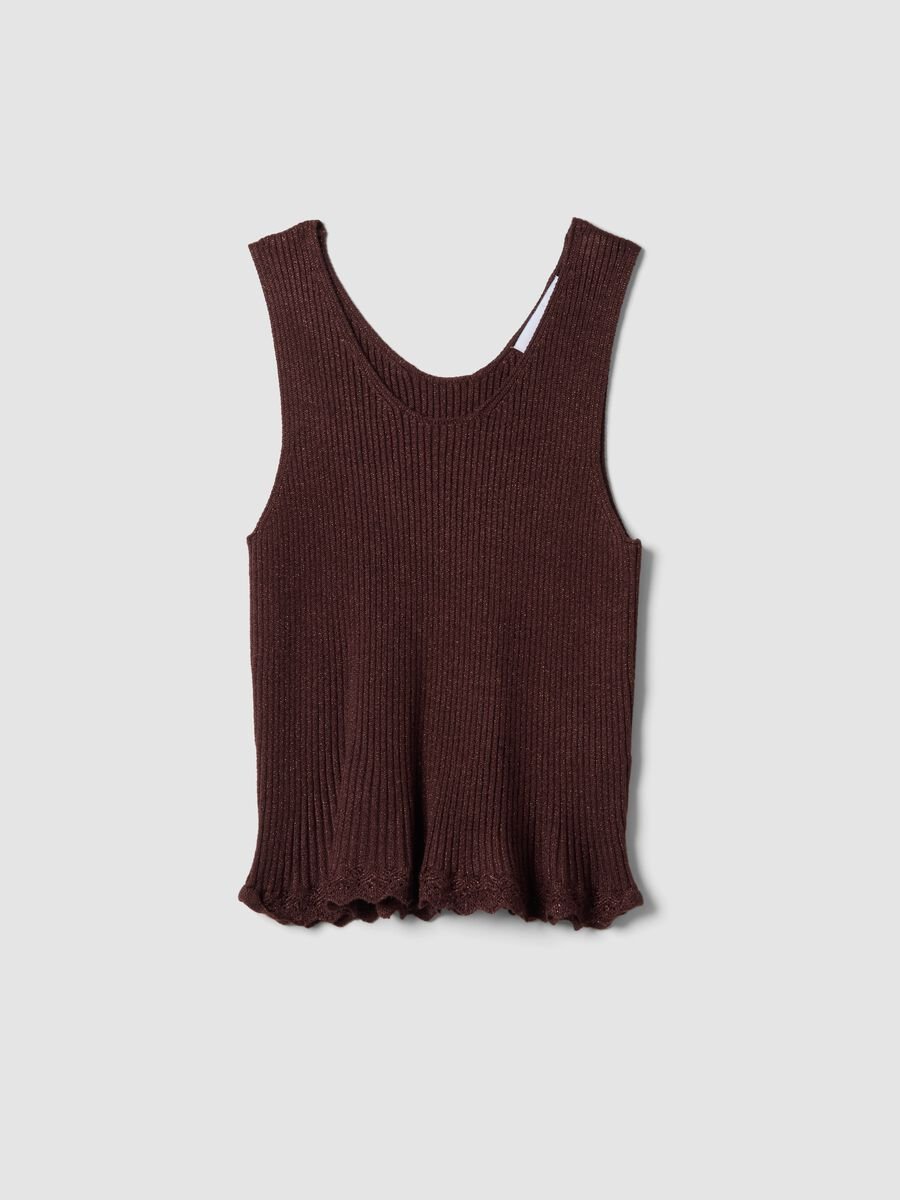 Brown fitted viscose-blend top_4