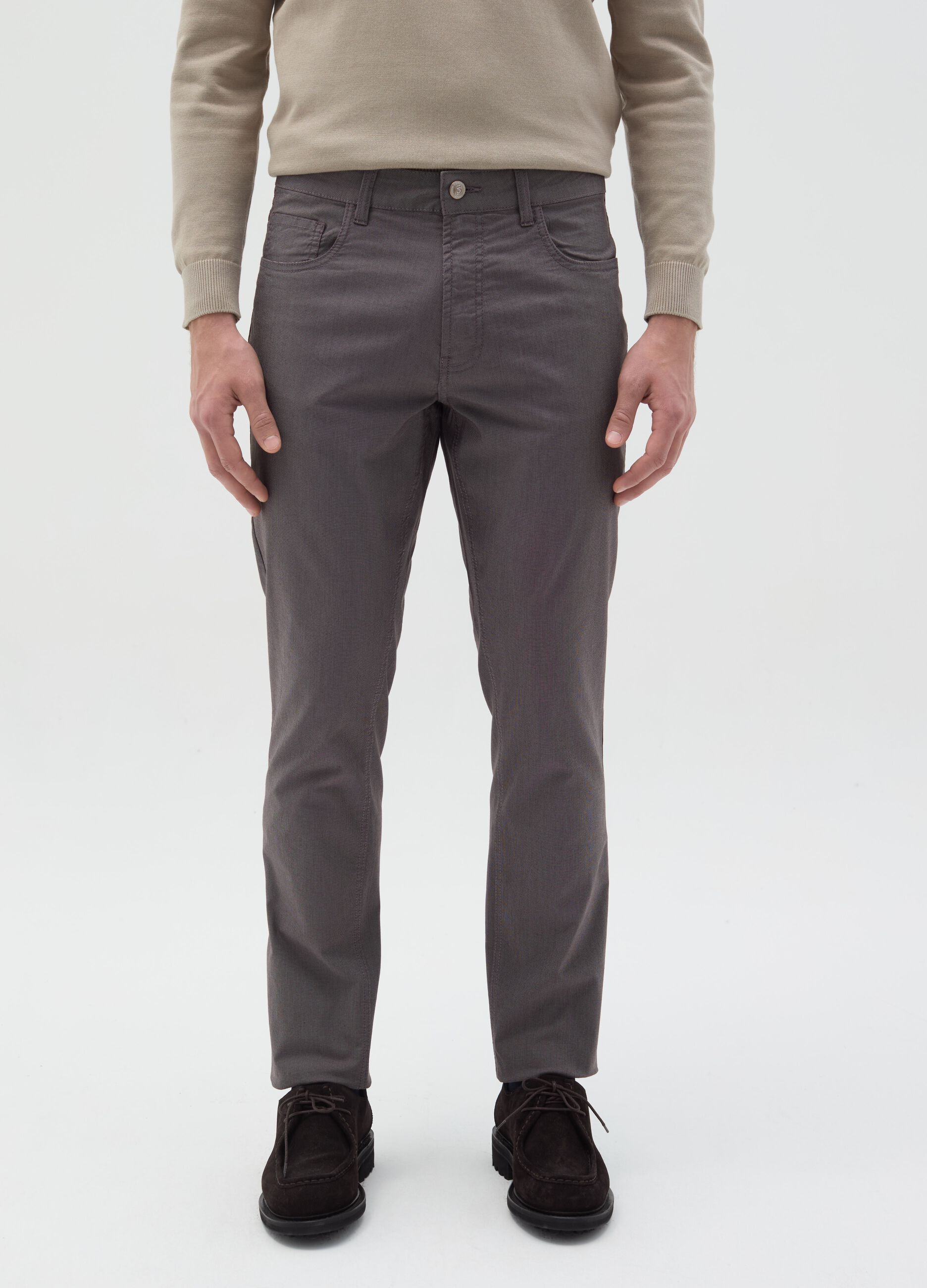 Stretch slim-fit trousers with five pockets