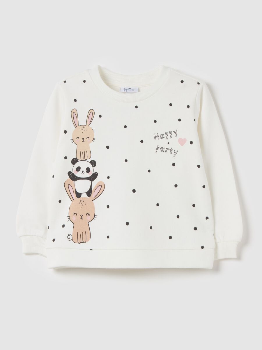 Cotton sweatshirt with animals print_0