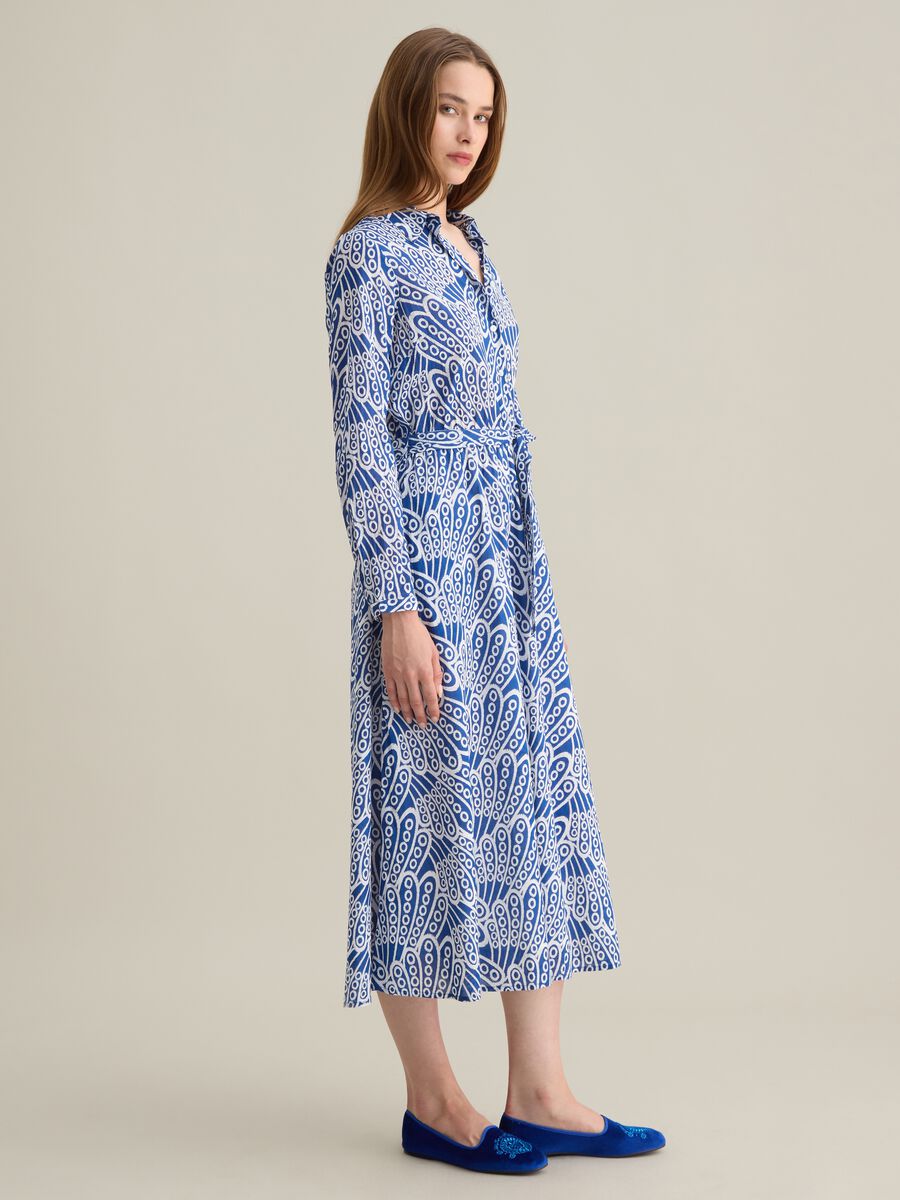 Women's long dress in pure cotton multicolour regular fit_1