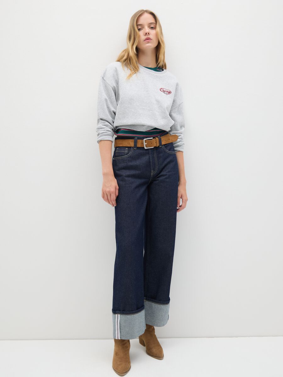 Felpa in misto cotone grigia regular fit_1