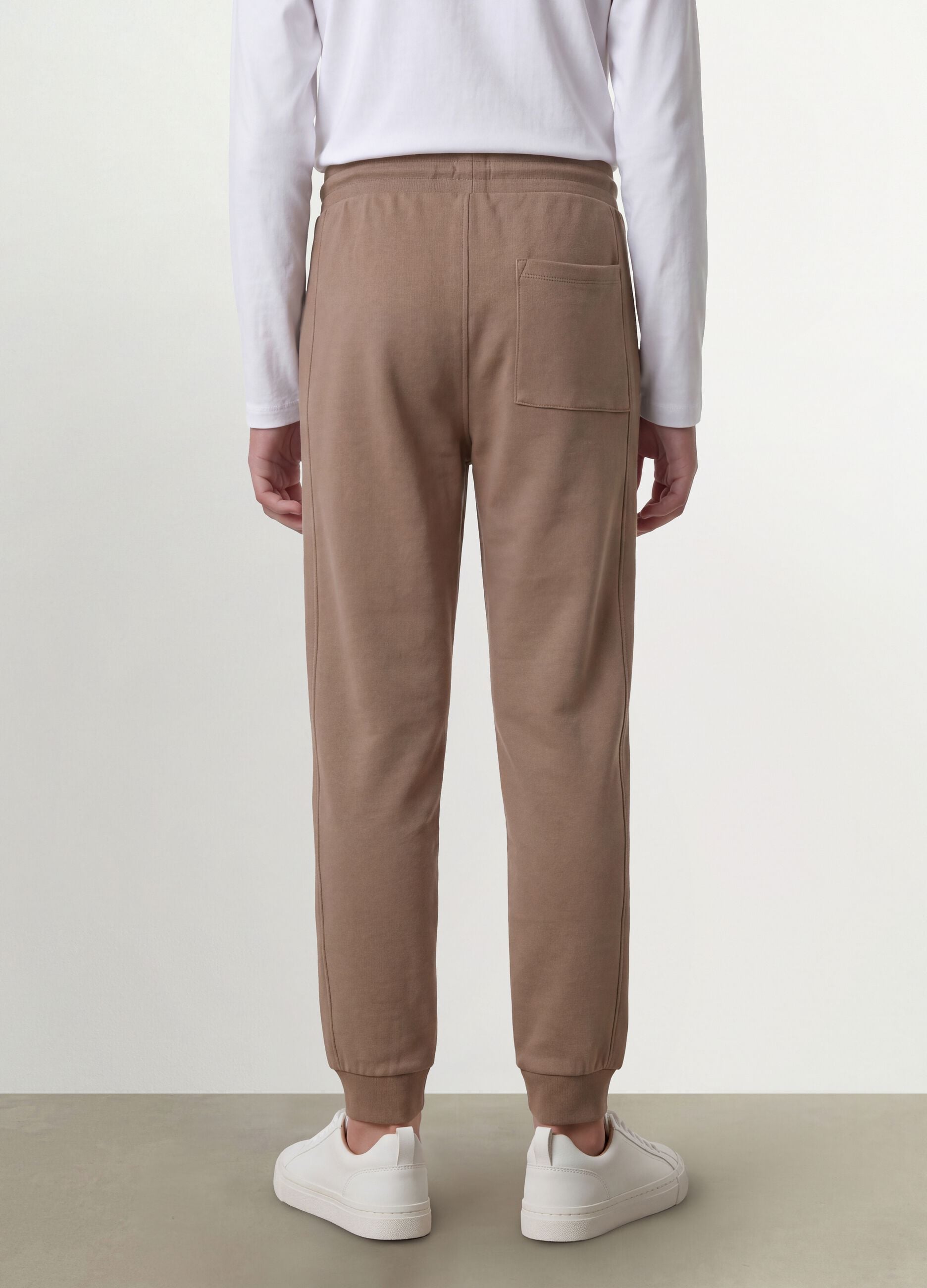 Beige organic cotton jogger trousers