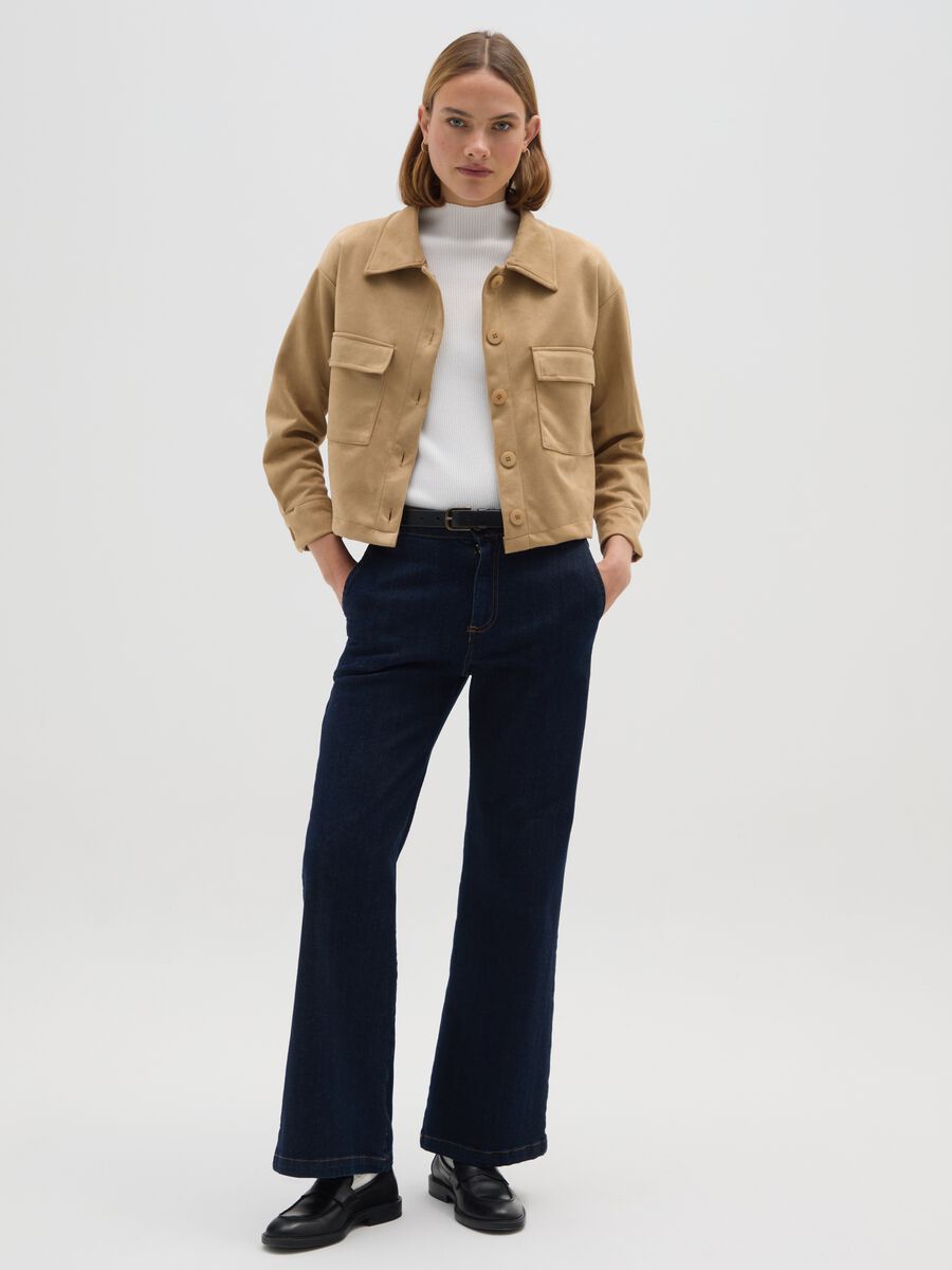 Beige regular fit jacket with pockets_1