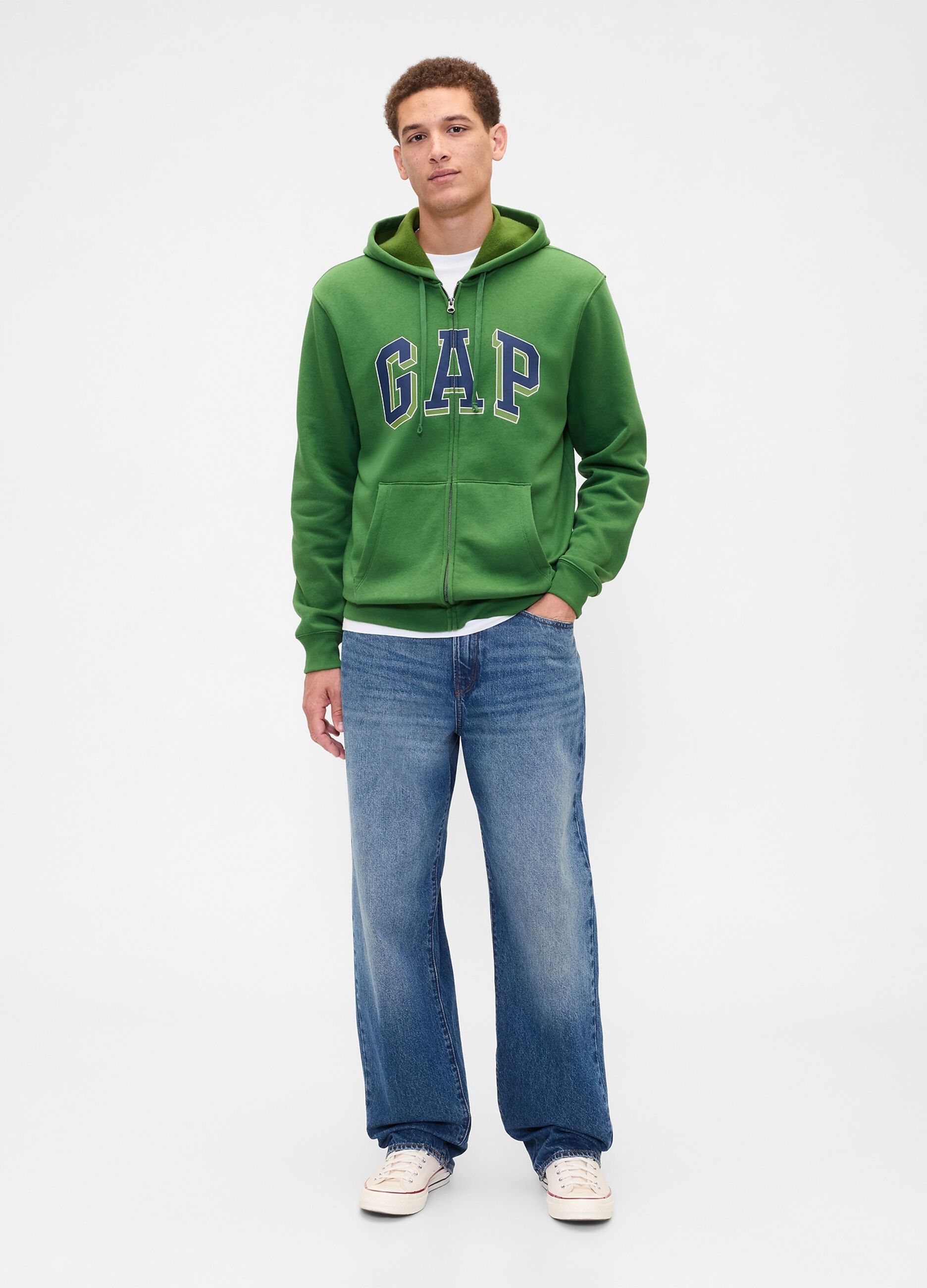 Green mixed cotton hoodie