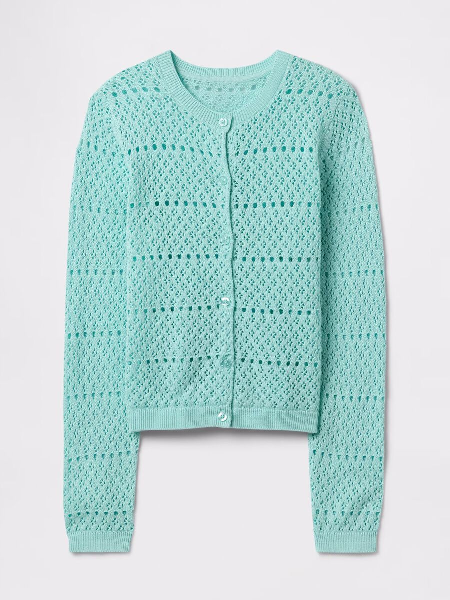 Green cardigan with openwork design_3