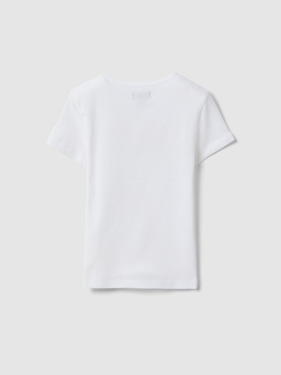 T-shirt in puro cotone bianca da ragazza slim fit con orsetti_4