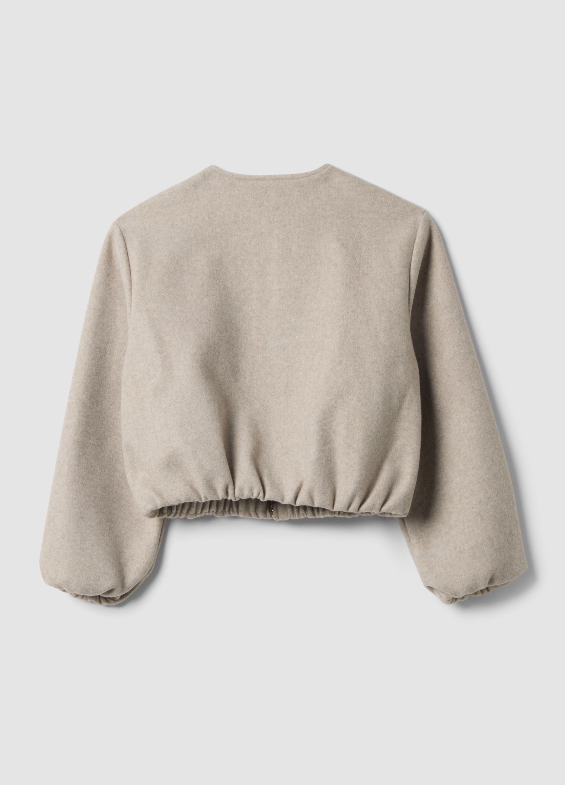 Bomber beige corto con zip per ragazza