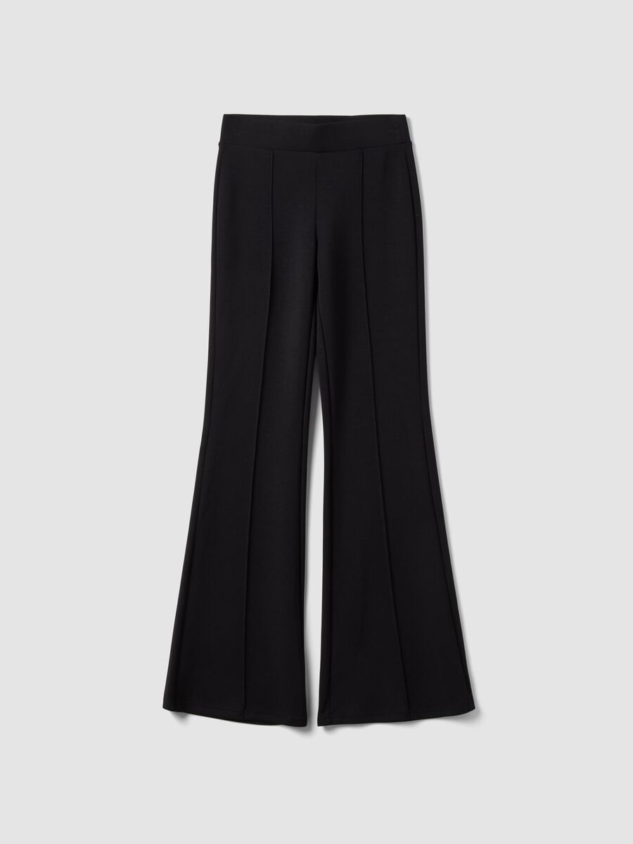 Black flared trousers in stretch modal_5