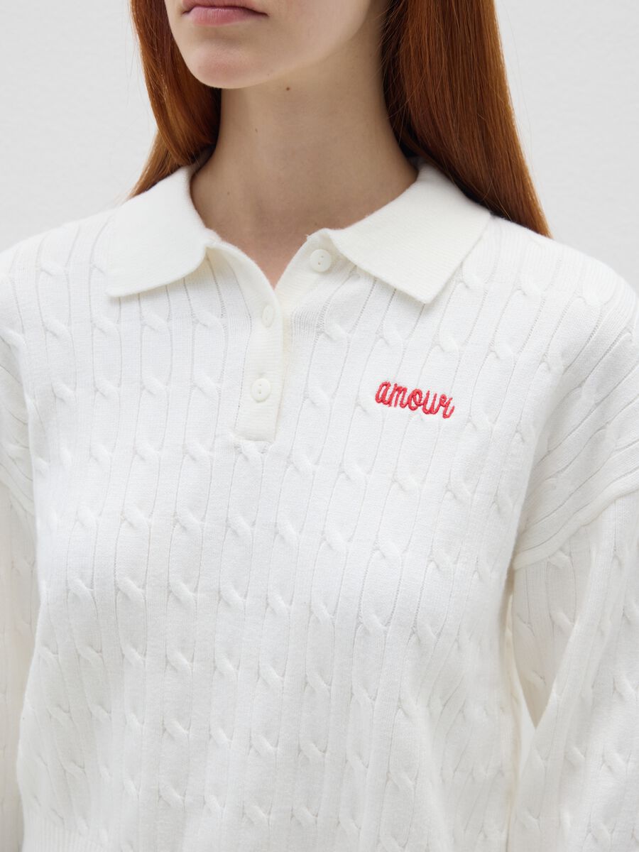 White regular fit jumper with embroidery_3