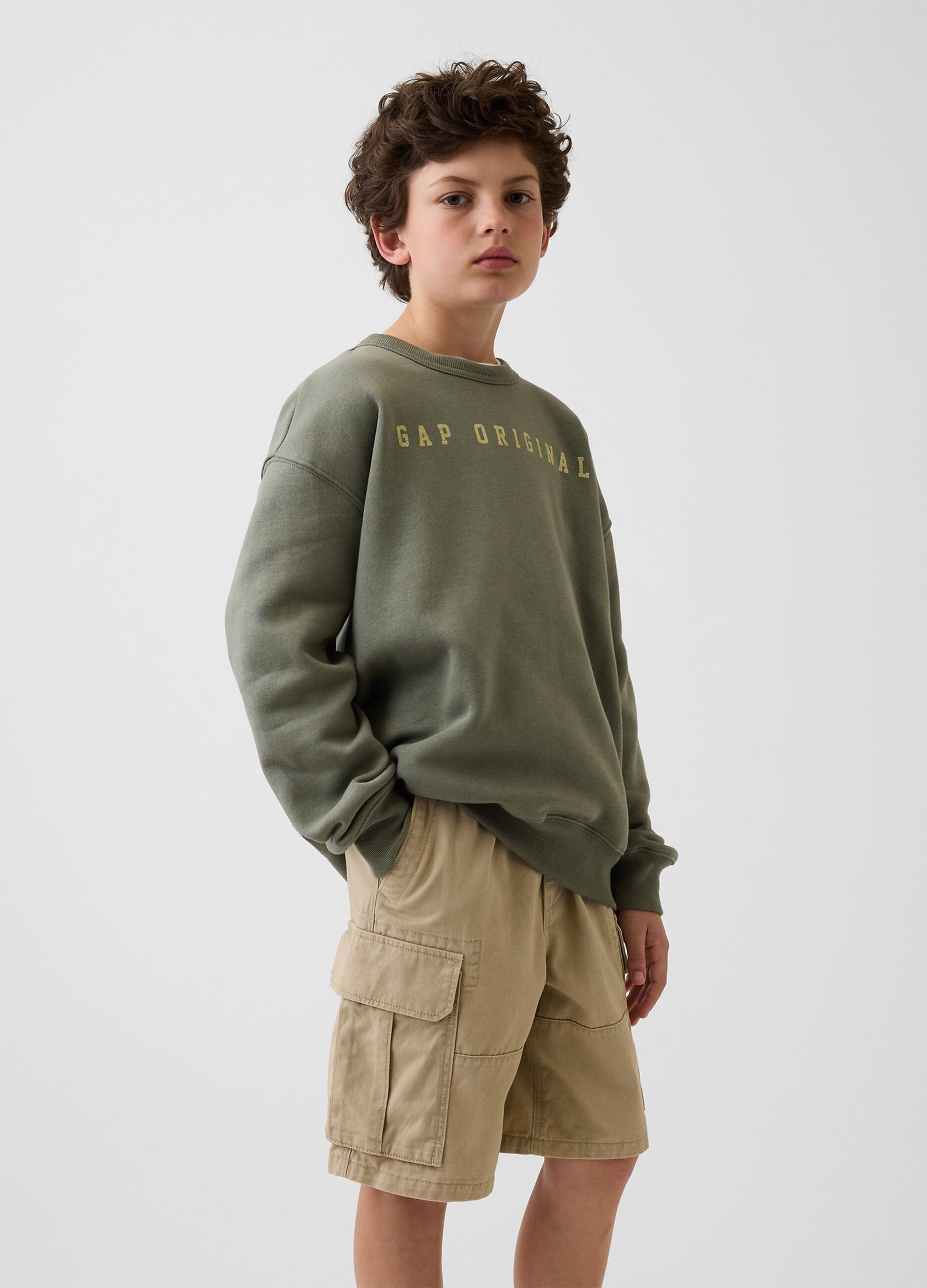 Cotton-blend crew-neck sweatshirt