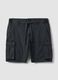 Blue stretch cotton cargo Bermuda shorts_4