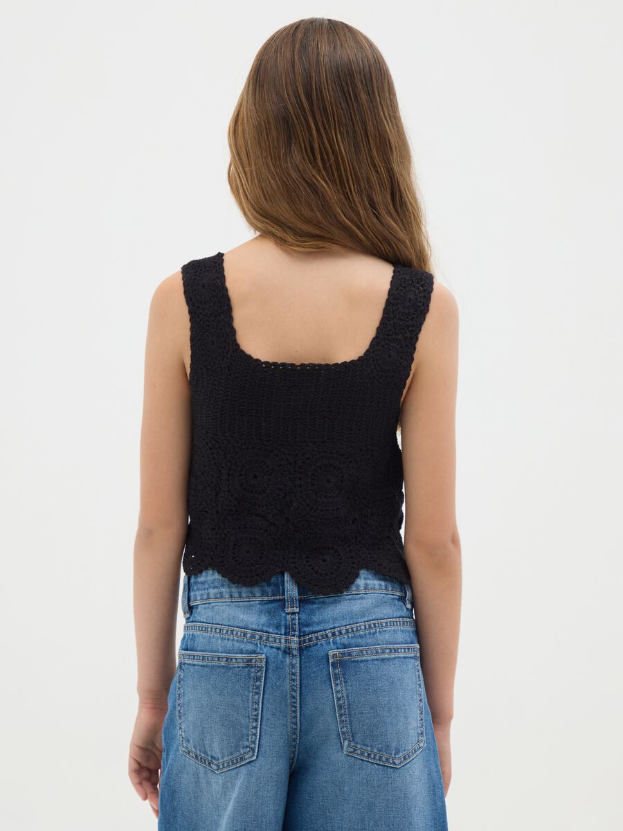 Top da ragazze in puro cotone nero fitted_2