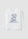 White oversized organic cotton jersey T-shirt with print for boys_0