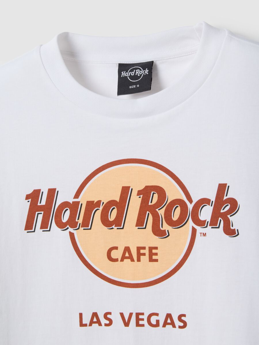 White Pure Cotton Regular Fit T-shirt with Hard Rock Cafe Logo_5