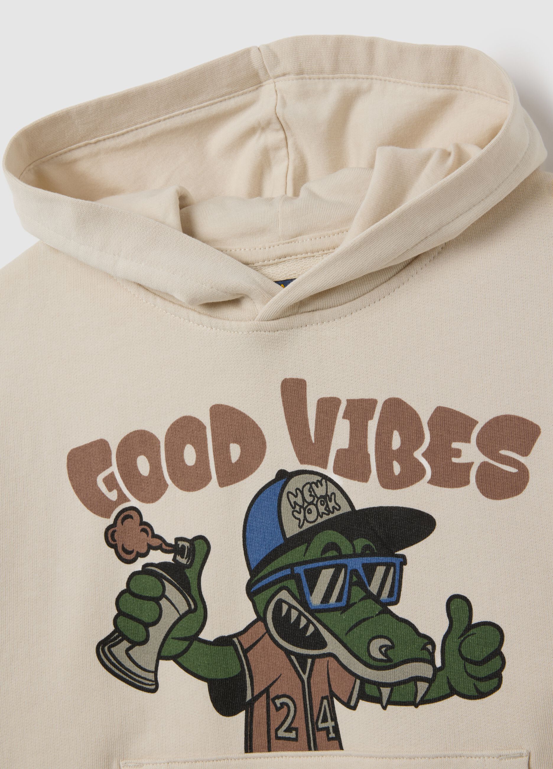 Beige Regular Fit Kids' Sweatshirt in Pure Cotton